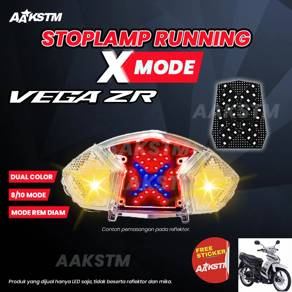 Lampu Rem LED Vega ZR X Mode LED 8 10 Mode Running Lampu Belakang Variasi Modifikasi Motor