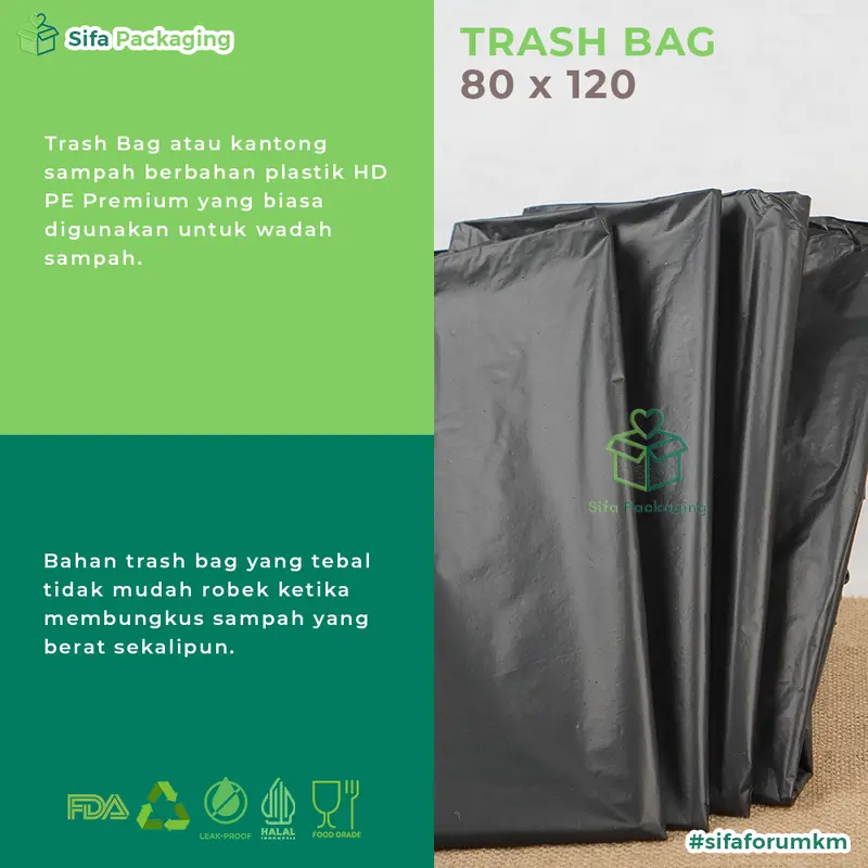Plastik Sampah Kantong Plastik Sampah Hitam Kantong Besar Plastik Packing Trash Bag Ukuran 80 x 120 cm 1