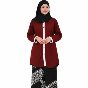 Atasan Wanita Tunik Katun Tebal Oversize Lengan Panjang | Baju Muslim Kerja Kantor Syar’i Polos Adem Tidak Menerawang S–XXL