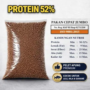 Pelet Ikan Protein 52% 500G | Pakan Lele Nila Gurame Koi | Protein Tinggi | Kualitas Bagus | PELET PROTEIN TINGGI VIRAL
