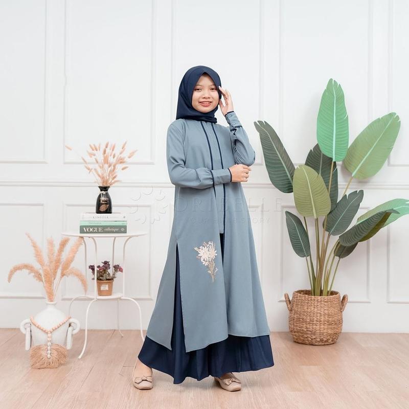 Athaya Tunik set Gamis Anak Tanggung Perempuan Usia 9-15 tahun Baju Kondangan Anak Terbaru 2024 Mewah Pakaian Muslim Anak Perempuan Kekinian Plus Hijab 0