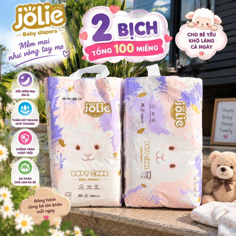 Combo 100 miếng bỉm JOLIE đủ size S/M/L/XL/2XL/3XL/4XL, bỉm quần và bỉm dán Cho Bé