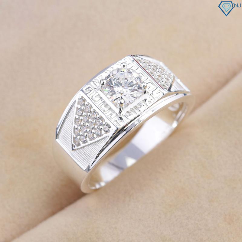 Nhẫn bạc nam 925 bản nhỏ đính đá cá tính NNA0869 - Trang Sức TNJ 