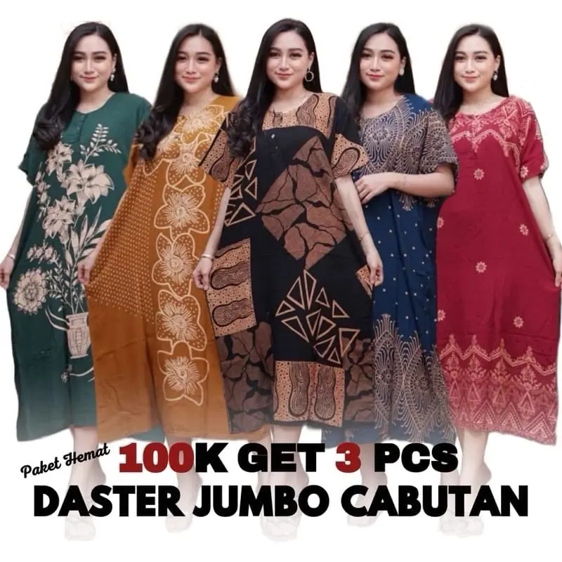 100ribu dapat 3pc Daster Cabutan Jumbo LD 120 Adem tdk Nerawang Busui Kancing Motif 1
