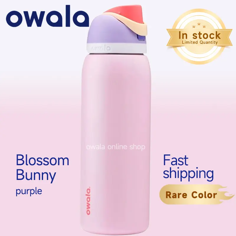 (Blossom Bunny) Owala FreeSip original Insulated Stainless Steel Water Bottle with Straw for Sports and thermos cup sports water bottle new Owala vacuum thermos cup sports original water bottle outdoor sports straw water cup Drinkware Flasks Portable
