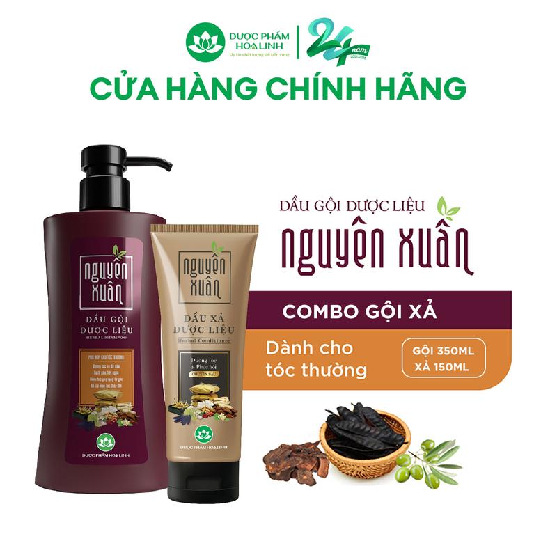  Bộ Dầu gội 350ml và Dầu xả 160g Nguyên Xuân nâu _ Dành cho tóc thường 
