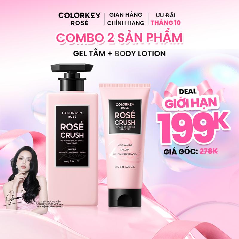 [HOT COMBO GIẢM GIÁ 40%] COMBO Gel Tắm Hương Hoa Và Trái Cây COLORKEY ROSÉ CRUSH Hỗ Trợ Dưỡng Sáng Da Lưu Hương Lâu 400g+200g