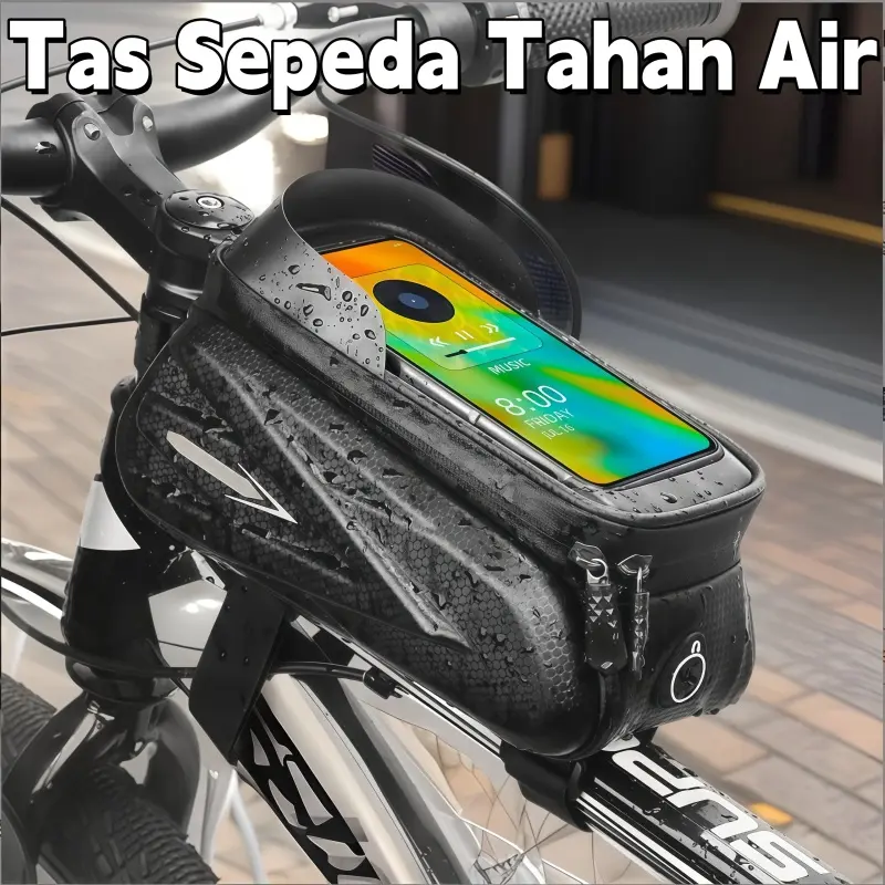 Tas Sepeda Anti Air,Layar Sentuh, Muat Power Bank & HP,Bike Accessories,EVA Hardcase Tahan Air