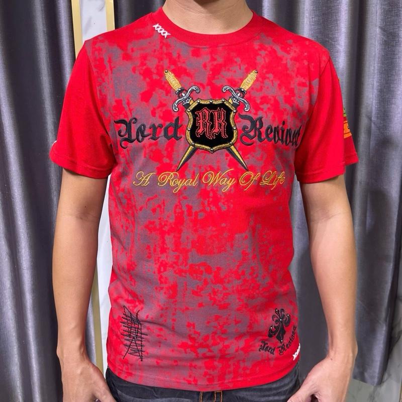  Áo thun nam  LORD REVIVED màu đỏ hoạ tiết thêu phối chi màu 