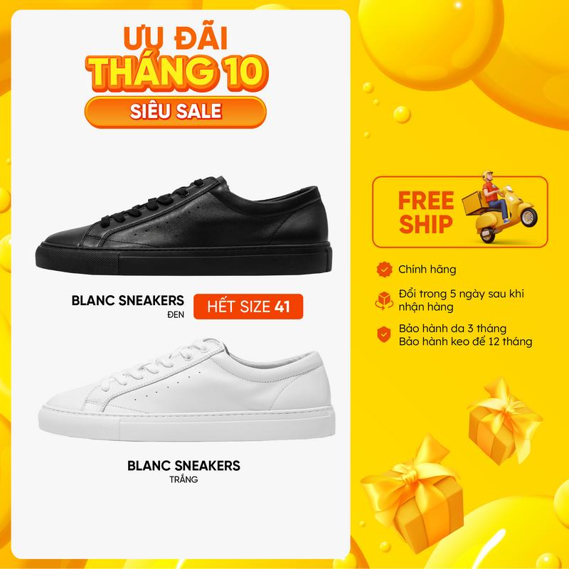 Giày Nam Bentoni Blanc Da Bò Thật Cao Cấp, Mềm Mại, Giữ Phom – Màu Trắng, đen Sang Trọng, Dễ Phối Đồ – Đế Cao Su Êm Ái, Chống Trơn, Bền Đẹp, Năng Động , Đi Chơi