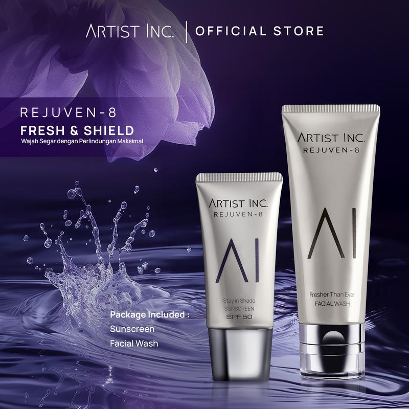 ARTIST INC. REJUVEN-8 Fresh & Shield Set - Facial Wash Sunscreen - Shop ...