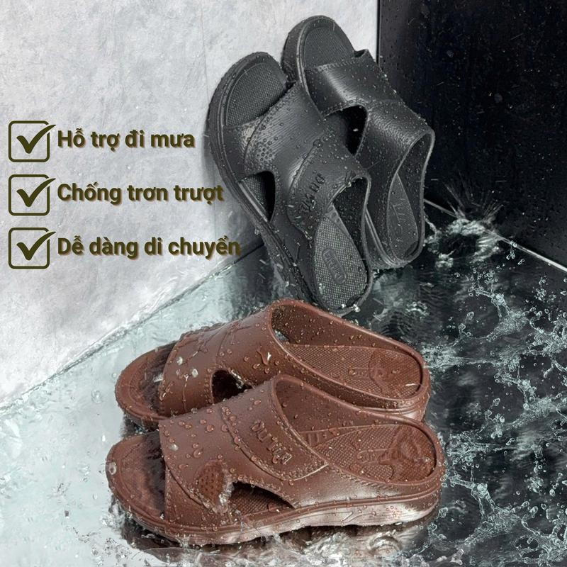 Dép nhựa nam nguyên khối chống thấm nước siêu nhẹ dép trung niên dép tặng bố