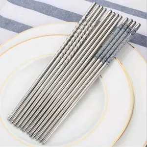 BL - Sumpit Stainless Steel Anti Karat Panjang 22 cm (1 pasang = 2 pcs) / Sumpit Makan Stainless Korea Tersedia 3 Model / Sumpit Stainless Steel