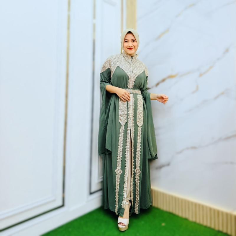 Product Introduction of Kaftan Meera Abaya Viral Terlaris Set Inner Gamis Dress Wanita  Muslim Lebaran 7