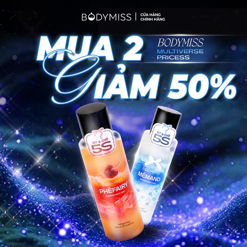   MUA 2 GIẢM 50%  Body Mist Nhũ Xịt Thơm Lấp Lánh Cho Nữ BODYMISS Chính Hãng Lưu Hương Thơm Lâu Xịt Thơm Toàn Thân Body Mist Nhũ Cho Nam Học Sinh Sinh Viên Hương Nước Hoa Perfume Cosmetic Fragrance Hair Mist 250ml 