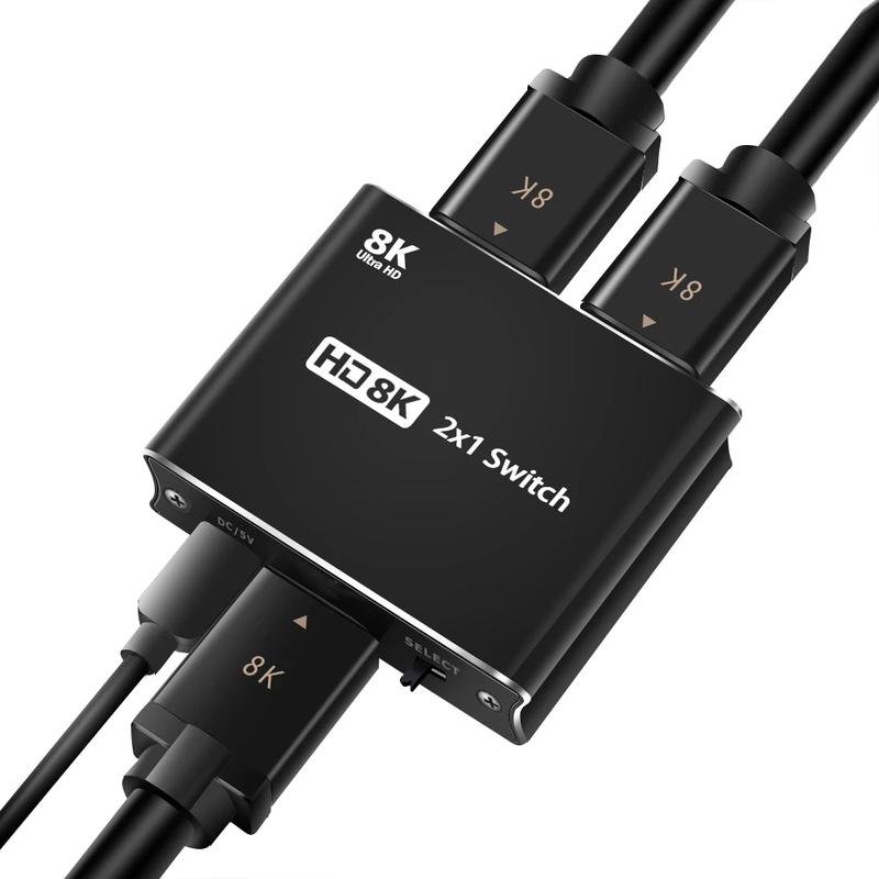 Product Introduction of 8K HDMI Switch 2 IN 1 OUT Switcher 4K@120Hz 8K@60Hz 8K 2x1 Switch Video Converter for PS4 PS5 DVD Camera Laptop PC To TV Monitor 15