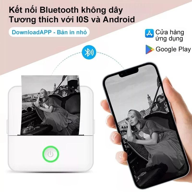 Máy In Nhiệt Mini Bluetooth cầm tay Máy in Hoá đơn Máy In nhãn Android IOS 2