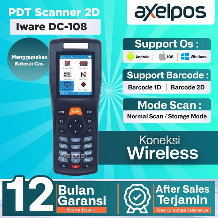 Gambar Barcode Scanner PDT 1D Wireless - Iware DC108 Inventory Data dari Axelpos Kota Administrasi Jakarta Pusat Tokopedia