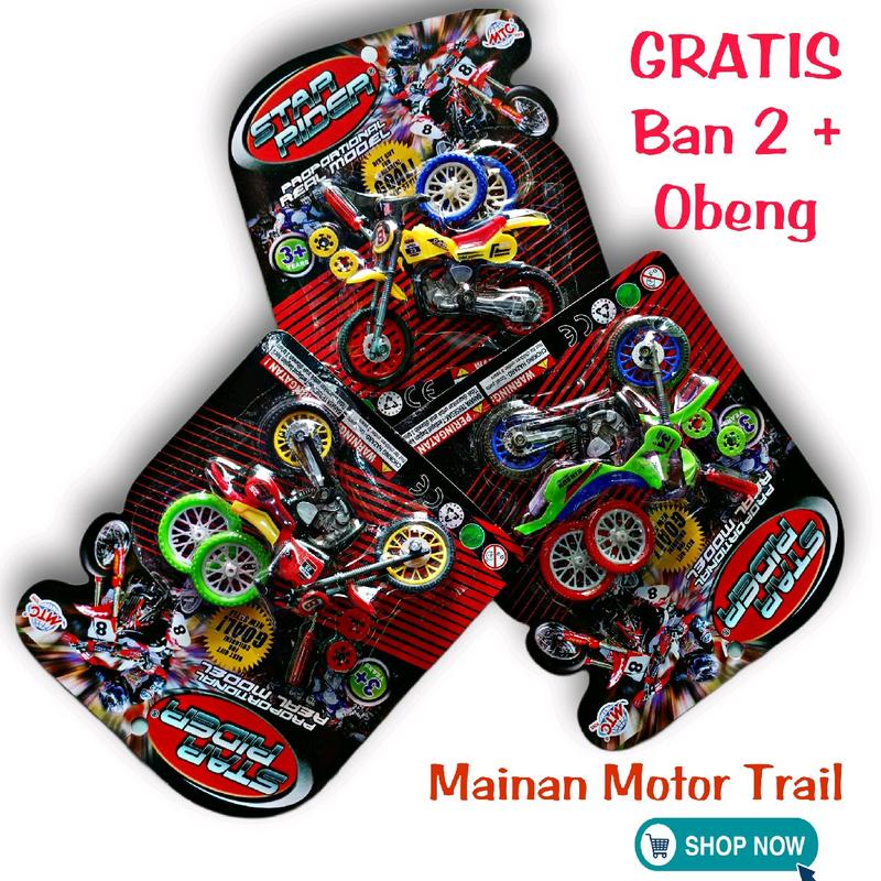 Mainan Anak Motor Trail Lengkap dengan Bonus 2 Bana dan Obeng  MAENAN MOTOR TRAIL Cocok untuk Usia 3-9 Tahun Cocok juga untuk remaja 0
