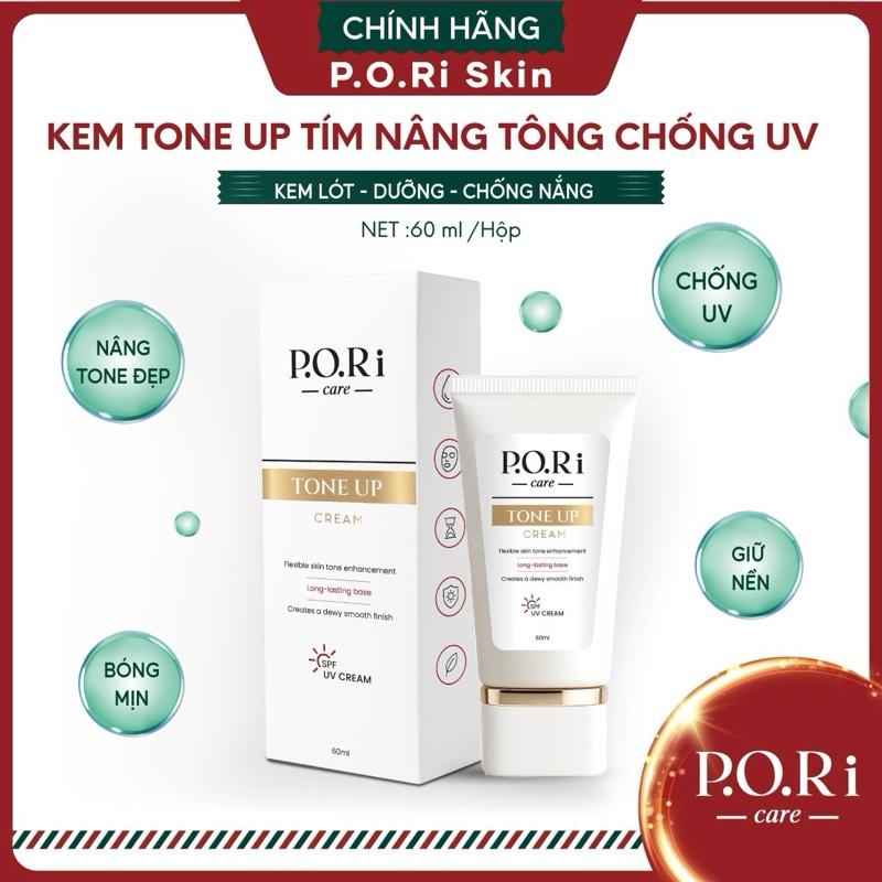 Vip Kem chống nắng Tím Tone up Nâng tông kìm vàng da dưỡng mịn thương hiệu P.O.RI skin 60ml chiết xuất rễ cam thảo cho mọi loại da dùng ngày hoặc đêm