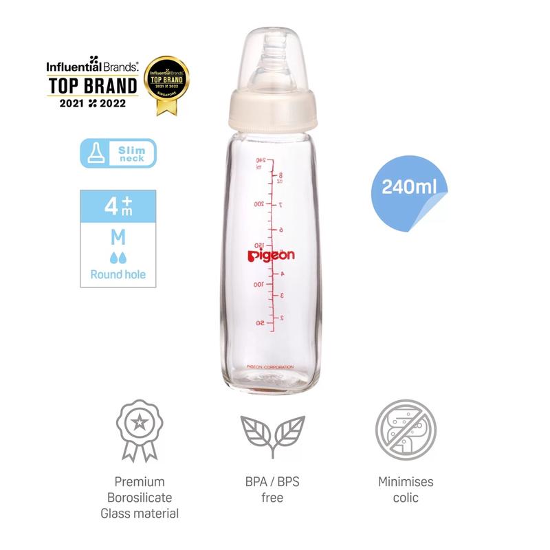 Pigeon Flexible Slim Neck Nursing Bottle Glass 240ml 1