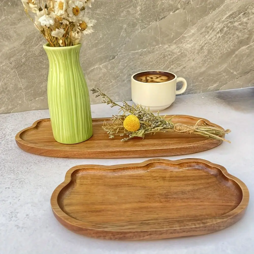 Khay Trà Hình Đám Mây Bằng Gỗ, Bền, Phong Cách Nhật Bản, Dung Tích Lớn, Làm Bằng Gỗ Acacia, Khay Trang Trí, Thiết Kế Bất Đối Xứng Thích Hợp Để Trang Trí Nhà Cửa, Đĩa Trái Cây