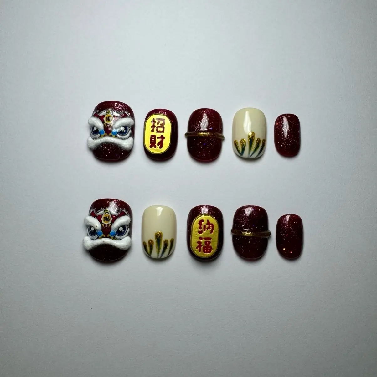 100% Handmade CNY Zhao Cai Press-on Nail Set