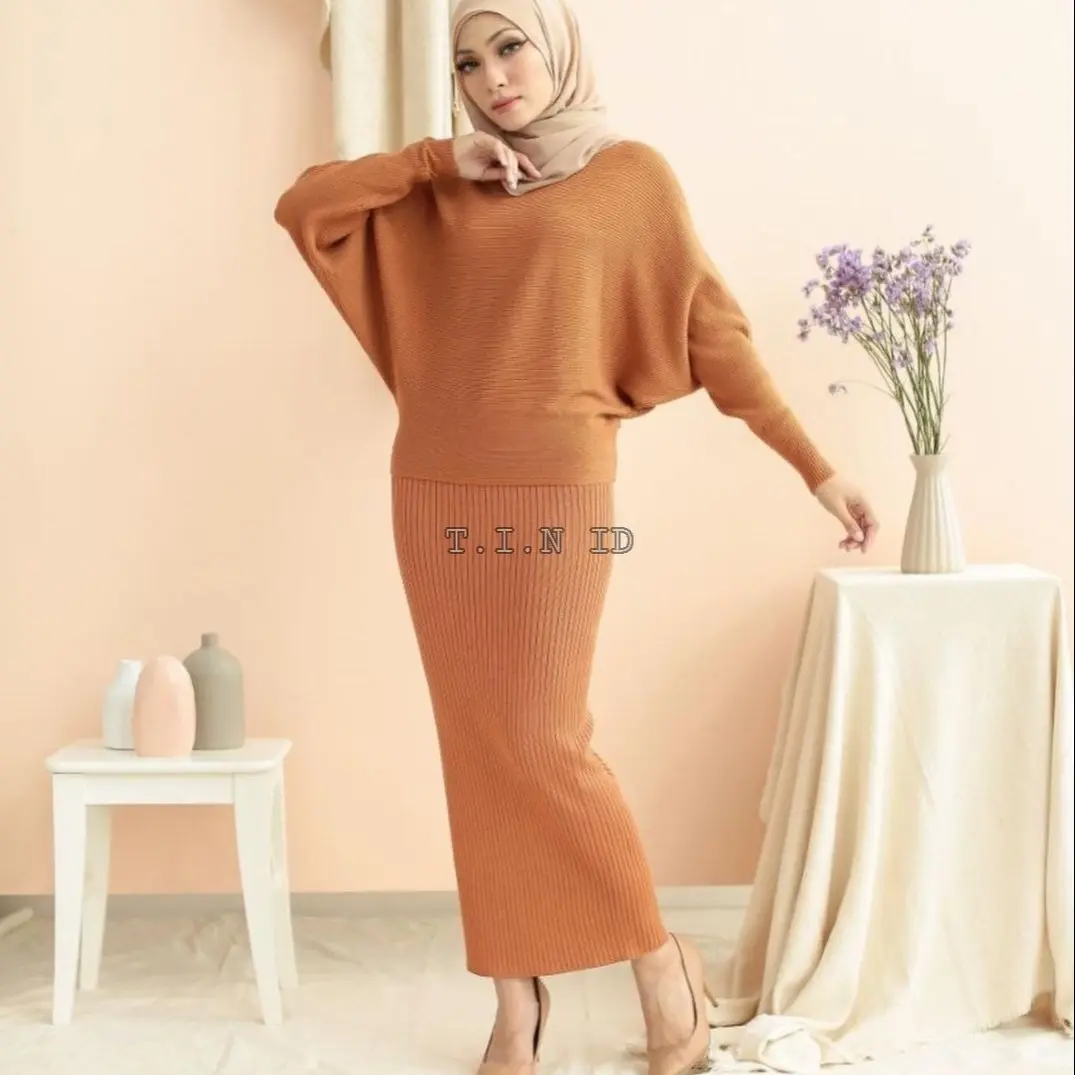 Setelan rajut premium rib knit skirt set Tokotin