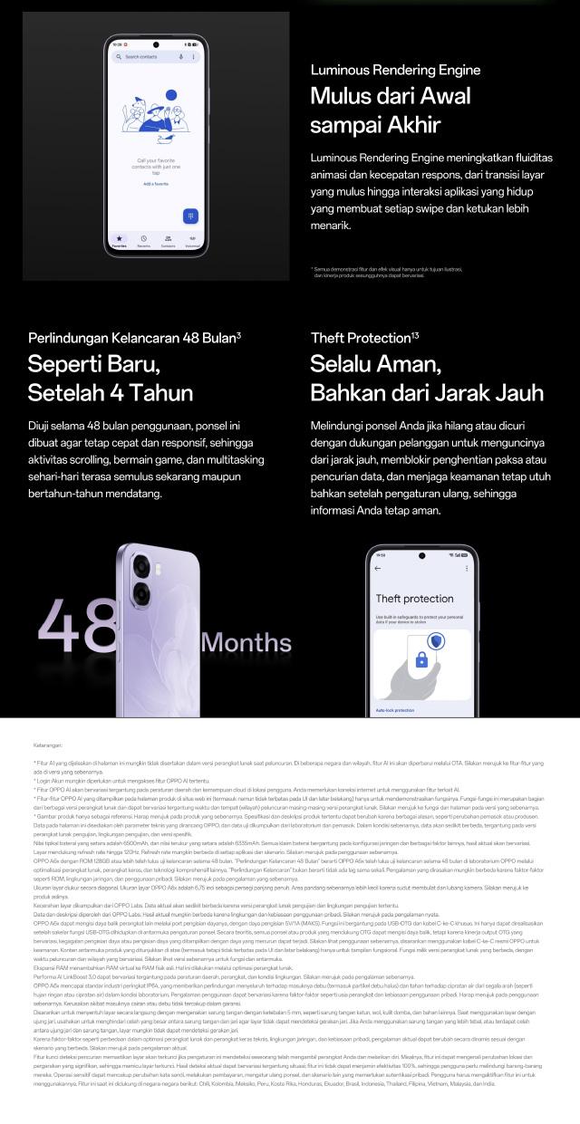 OPPO A6x 4GB/64GB & 4GB/128GB Smartphone [Snapdragon 685 4G, Layar Ultra Cerah 120Hz, Baterai 6500mAh]