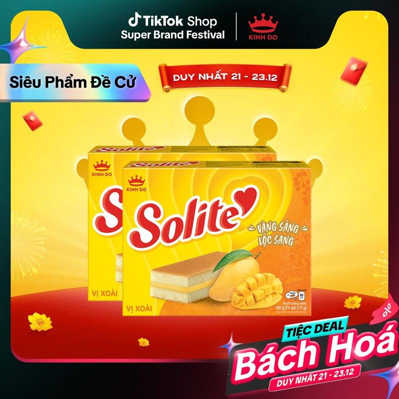 Hộp Bánh Solite Tết 2026 Tầng Vị Xoài 238g Combo 2