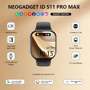 Layar AMOLED 2.2" Smart Watch 11 Pro Max Original - Tahan Air NFC GPS Panggilan Bluetooth Pengisian Nirkabel Pria Wanita + Wallpaper Gratis