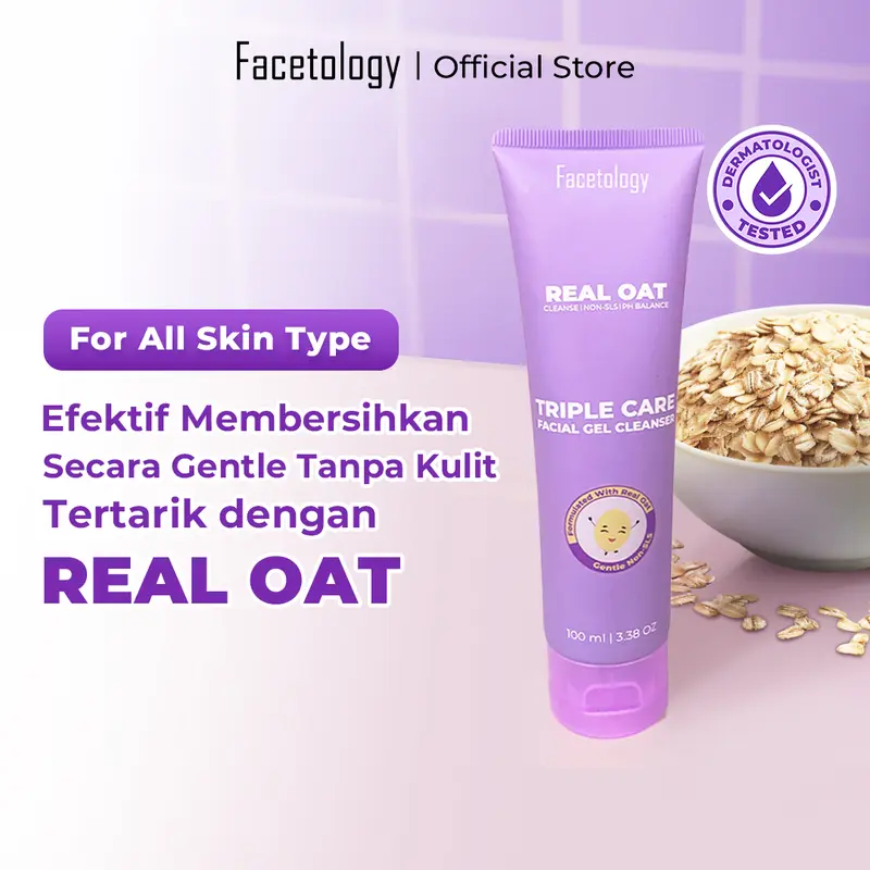 (FLASH SALE) Facetology Triple Care Facial Gel Cleanser Sabun Cuci Muka Gentle Low PH Oat Senstive skin All skin Types Membersihkan Kotoran Wajah 0