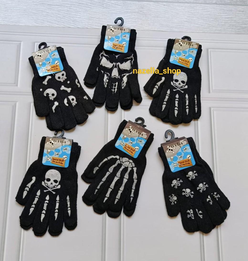sarung tangan anak cowok motif tengkorak 4-9 tahun