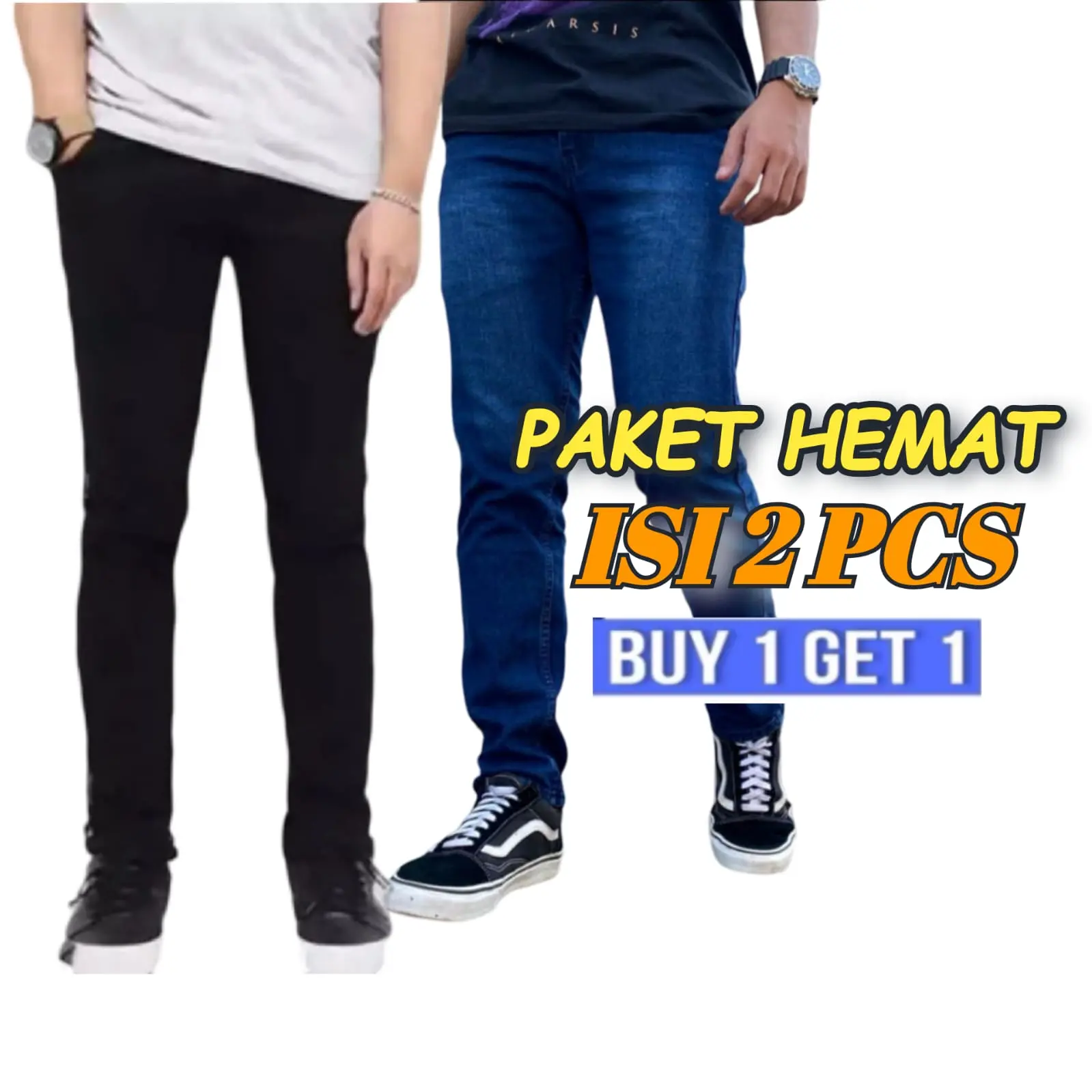 [ PAKET HEMAT ISI 2 PCS ] Celana Jeans Pria Dewasa Skinny Celana Panjang Pensil Size 27-38
