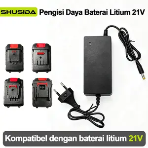 SHUSIDA Charger Baterai Lithium 21V - Pengisian Cepat & Auto Stop, Chip Pintar, Anti Panas, Kompatibel 21V | Fast Charger