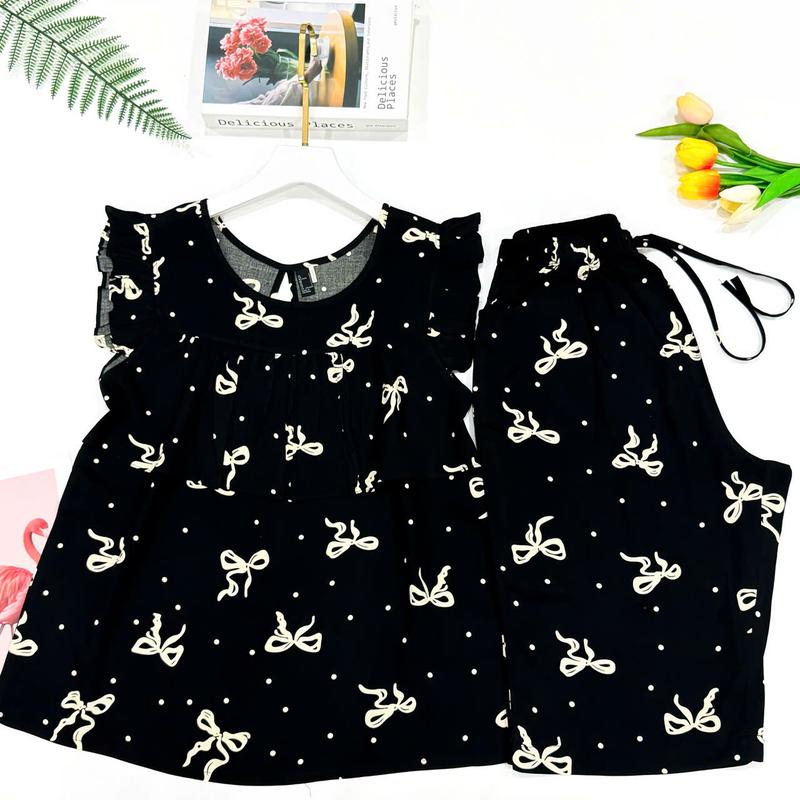  Đồ bộ Tole nữ Đồ bộ Lửng cánh tiên bèo ngực F21 VNXK 45-75kg chất tole 2 da mịn mát cao cấp - có BigSize - Women Quần Ngủ Áo Top 