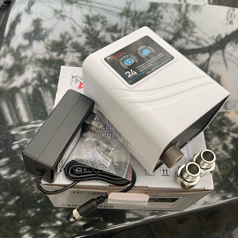 [tăng áp tổng cho 1-3 nvs] Máy bơm tăng áp lực nước mini 24v DFN-24V-DC20  buồng bơm lớn họng ra 27mm máytăngápnước