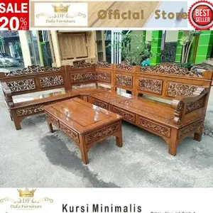 DAFA FURNITURE Kursi Sudut Minimalis Kayu Jati Ukir Rahwono Kualitas Terjamin