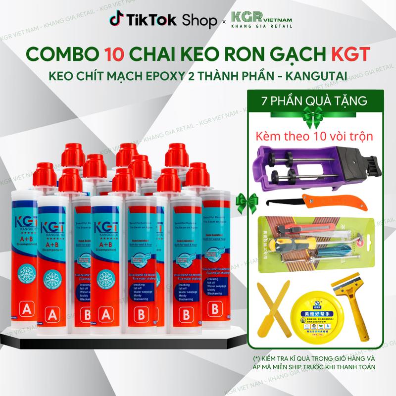 Tặng bộ dụng cụ COMBO 10 chai keo chít mạch 2 thành phần KGT Keo chà ron Epoxy đa dạng màu sắc