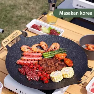 Panggangan Multifungsi Baja Stainless Anti Lengket Portable 28 32 34 cm Cocok Kompor Gas Listrik Alat Dapur Rumah Tangga Ideal untuk Masakan Korea