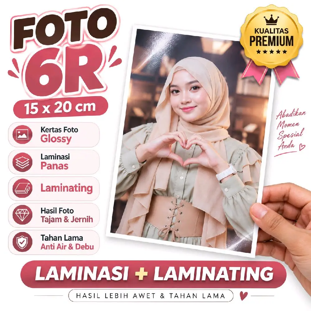 Cetak Foto Ukuran 6R (15x20) Sudah Laminasi Laminating