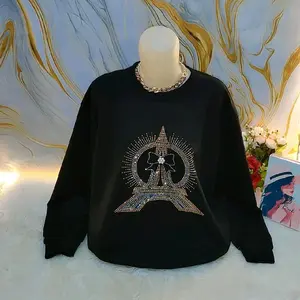 ATASAN SWEATER MOTIF MENARA BLUS TERBARU DENGAN DESAIN RHINESTONE ELEGAN DAN NYAMAN Cantik Panjang Unik