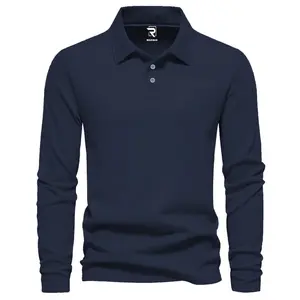 Rizgo - Kaos Polo Distro Polos Lengan Panjang Kerah T-Shirt Pria & Wanita Navy