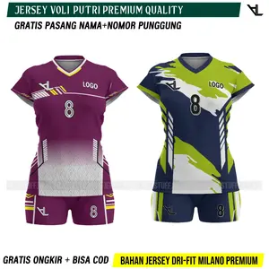 Baju Jersey Voli Putri Premium Quality Full printing Gratis Pasang Nama dan nomor punggung Stelan Volly Wanita