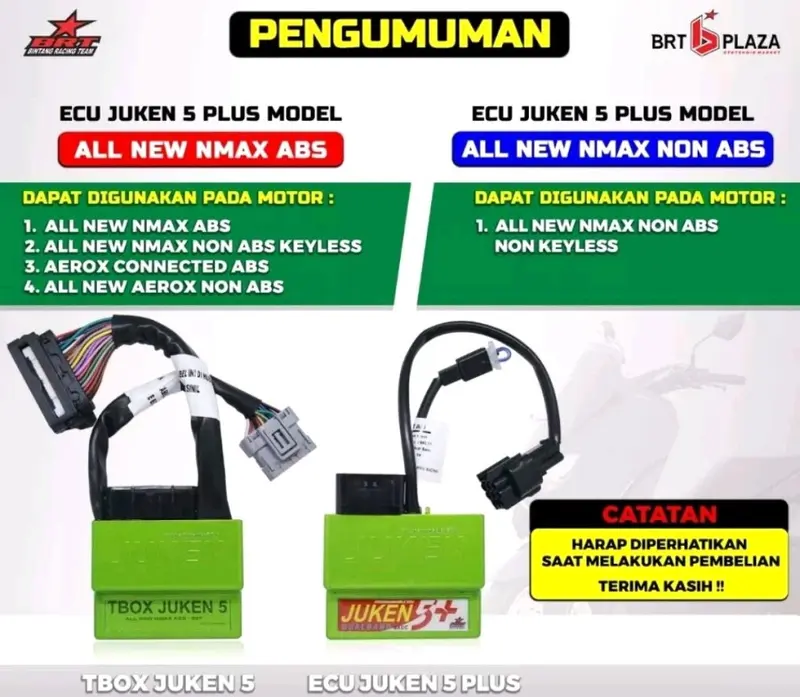 ECU BRT JUKEN 5 ++ Plus & REMOTE JUKEN NMAX AEROX OLD All New AEROX NMAX ABS NON KEYLESS CONNECTED 2