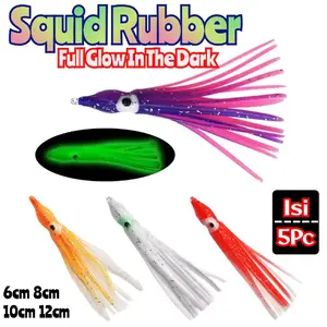 5PC RUBBER SQUID MODEL CUMI GLOW IN THE DARK 6CM/8CM/10CM/12CM ASSISTHOOK SABIKI KOTREKAN [ARB08]