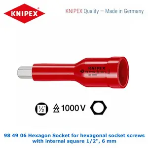 KNIPEX 98 49 06 Bits Socket VDE 1/2" 6 x 75 mm Hexagon Sockets