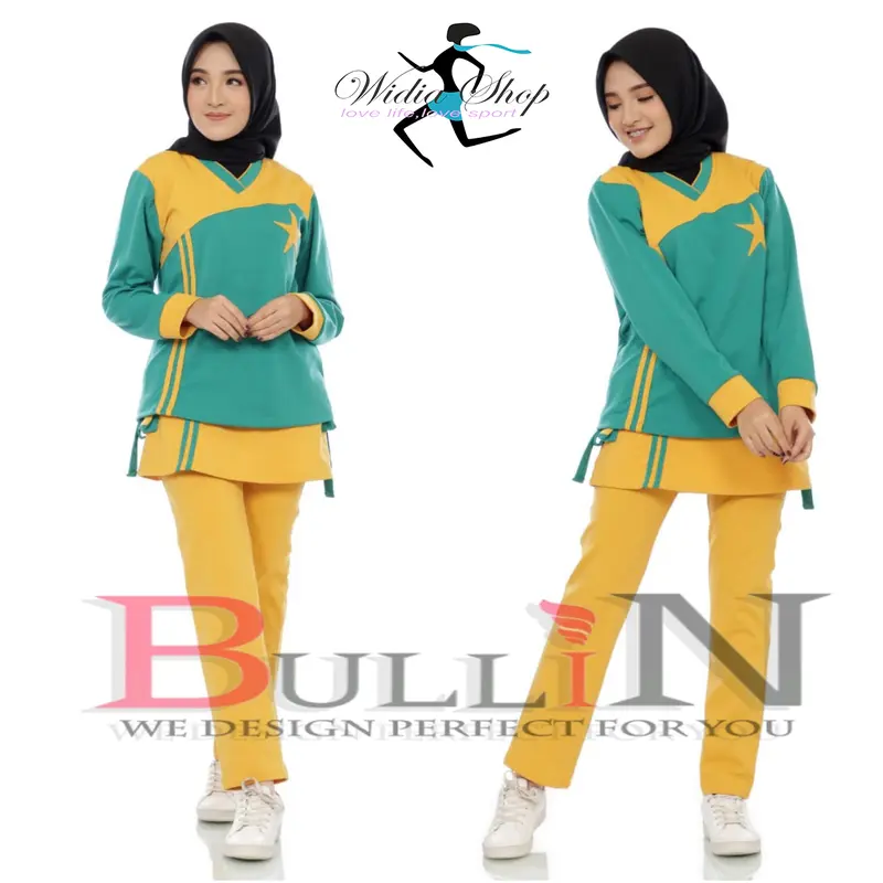 BULLIN | Setelan senam olahraga wanita muslimah hitam merah 7