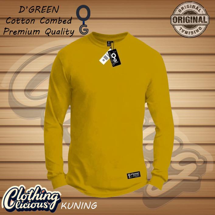 Baju Kaos Polos Lengan Panjang D'GREEN HIJAU BOTOL Cotton Combed 30s 150gsm Pria Distro - Katun 3