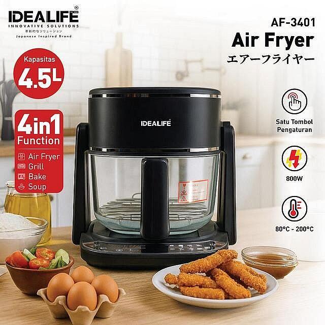 Gambar IDEALIFE - Air Fryer – 4in1 Penggoreng Tanpa Minyak (4.5L) - AF-3401 dari IDEALIFE ONLINE STORE Kota Administrasi Jakarta Utara Tokopedia